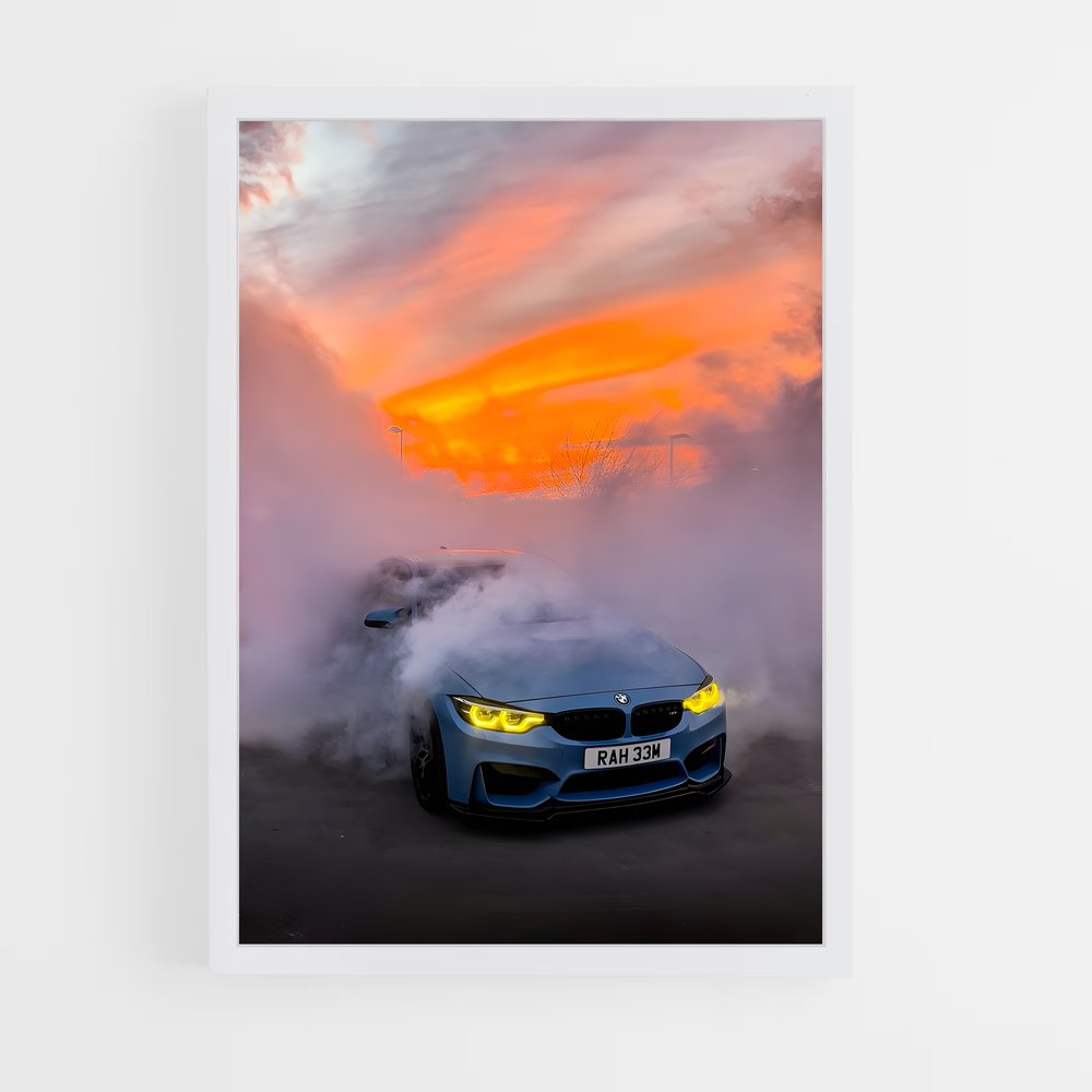 Poster Blue Smoke Racer – affiche BMW (vue 3)